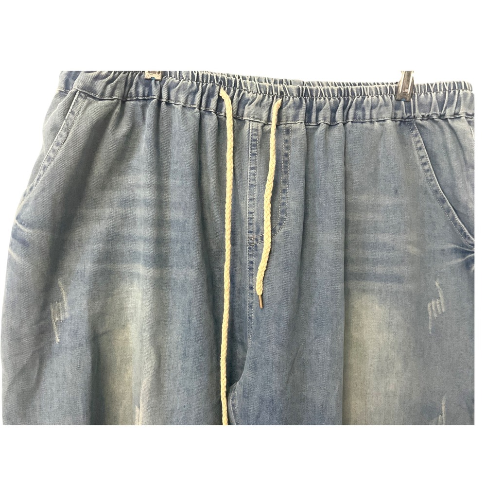 FTCayanz Women's Denim Jeans Wide Leg Crop Distressed Drawstring‎ Waist XXL - Picture 5 of 7